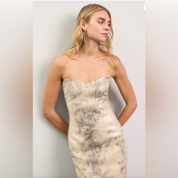 Retrofete Winslow Sequin Snake Print Strapless Maxi Dress - Picture 10 of 15